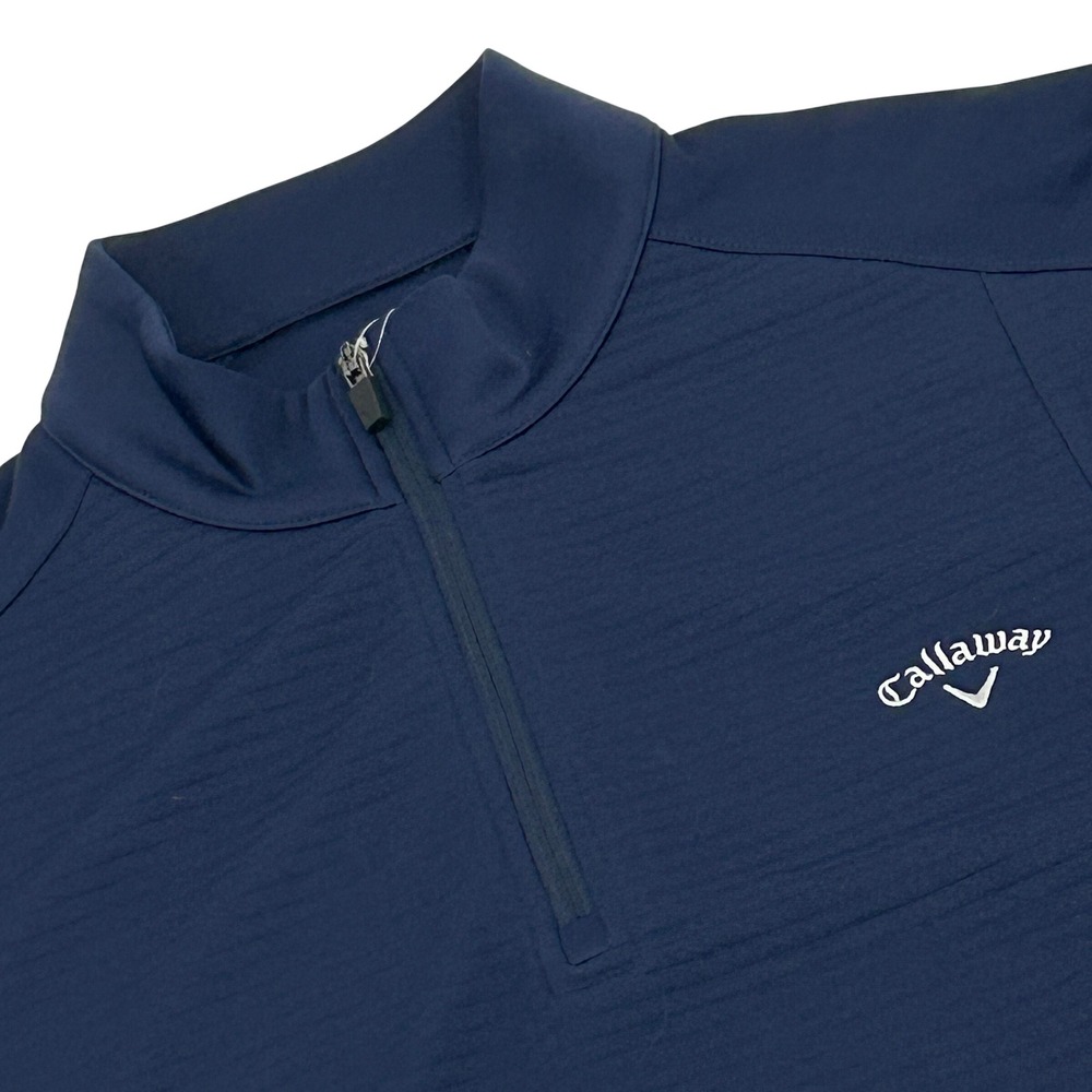Callaway Quarter Zip Pullover Mens XL Peacoat Blue Opti-Dri Textured Ribbed NEW